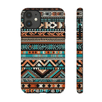 Teal and Orange Aztec Tough Cases! Cellphone Cases! Multiple Sizes Available! Apple iPhone, Samsung Galaxy, and Google Pixel devices!