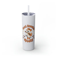 Boot Scootin Spooky Retro Ghost Printed Skinny Tumbler with Straw, 20oz! Multiple Colors! Halloween!