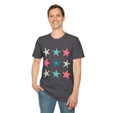 Pink and Blue Star Fish Medley Unisex Graphic Tees! Summer Vibes! All New Heather Colors!!! Free Shipping!!!