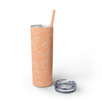 Polka Dot Pumpkin Thanksgiving Fall Vibes Skinny Tumbler with Straw, 20oz! Multiple Colors Available!