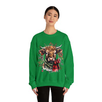 1 Highlander Cow Christmas Edition Unisex Heavy Blend Crewneck Sweatshirt!