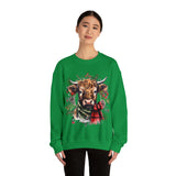 1 Highlander Cow Christmas Edition Unisex Heavy Blend Crewneck Sweatshirt!