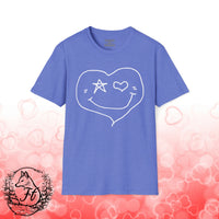 Valentines Day Heart Star Eye Smiley Face Unisex Graphic Tee! All New Heather Colors!!!