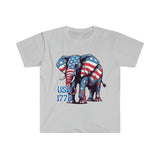 USA 1776 Elephant Patriotic Independence Day Design Unisex Graphic Tees!