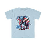 USA 1776 Elephant Patriotic Independence Day Design Unisex Graphic Tees!