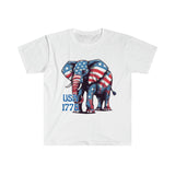 USA 1776 Elephant Patriotic Independence Day Design Unisex Graphic Tees!