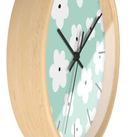 Retro Pastel Green Florals Print Wall Clock! Perfect For Gifting! Free Shipping!!! 3 Colors Available!