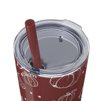 Polka Dot Pumpkin Thanksgiving Fall Vibes Skinny Tumbler with Straw, 20oz! Multiple Colors Available!