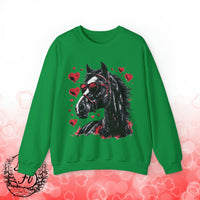 Valentines Day Black Horse Red Hearts Edition Unisex Sweatshirt! Retro! Free Shipping!!!