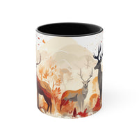 Autumn Orange and Black Deer Past and Future Accent Coffee Mug, 11oz! Multiple Colors Available! Fall Vibes!