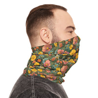 Green Floral Print Lightweight Neck Gaiter! 4 Sizes Available! Free Shipping! UPF +50! Great For All Outdoor Sports!