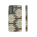 Teal and Brown Aztec Tough Cases! Cellphone Cases! Multiple Sizes Available! Apple iPhone, Samsung Galaxy, and Google Pixel devices!