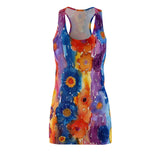 Boho Watercolor Daisy Drip Women's Racerback Dress! Free Shipping! Sun Dress, Sleep Shirt, Swim Cover Up!