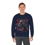 Valentines Day Black Horse Red Hearts Edition Unisex Sweatshirt! Retro! Free Shipping!!!