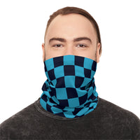 Black and Aqua Blue Plaid Lightweight Neck Gaiter! 4 Sizes Available! Free Shipping! UPF +50! Great For All Outdoor Sports!