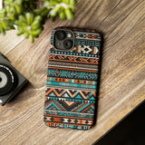 Teal and Orange Aztec Tough Cases! Cellphone Cases! Multiple Sizes Available! Apple iPhone, Samsung Galaxy, and Google Pixel devices!