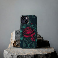 Stained Glass Teal and Roses Gothic Inspired Halloween Tough Phone Cases! Fall Vibes!