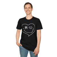 Valentines Day Heart Star Eye Smiley Face Unisex Graphic Tee! All New Heather Colors!!!