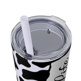 Teacher Life Cow Printed Skinny Tumbler with Straw, 20oz! Multiple Colors!