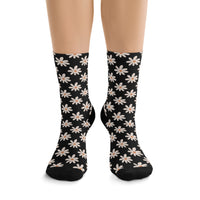 Classic Black Daisy Unisex Eco Friendly Recycled Poly Socks!!! Free Shipping!!! 58% Recycled Materials!