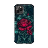 Stained Glass Teal and Roses Gothic Inspired Halloween Tough Phone Cases! Fall Vibes!