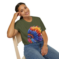 Indian Head Dress Colorful Rainbow Unisex Graphic Tees! Summer Vibes! All New Heather Colors!!! Free Shipping!!!