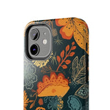 Fall Florals Navy Blue and Orange Tough Phone Cases! Fall Vibes!