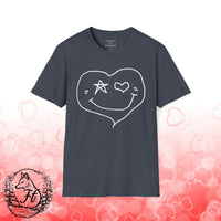 Valentines Day Heart Star Eye Smiley Face Unisex Graphic Tee! All New Heather Colors!!!