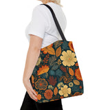 Golden Navy Denim Florals Fall Vibes Tote Bag!