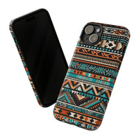 Teal and Orange Aztec Tough Cases! Cellphone Cases! Multiple Sizes Available! Apple iPhone, Samsung Galaxy, and Google Pixel devices!