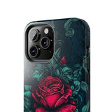 Stained Glass Teal and Roses Gothic Inspired Halloween Tough Phone Cases! Fall Vibes!