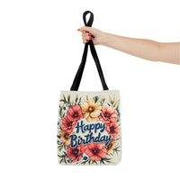 Happy Birthday Floral Tote Bag! Re-use/Re-cycle!