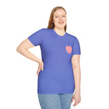 Valentines Day Pink Plaid Heart Basics Wear Anywhere Unisex Graphic Tee! All New Heather Colors!!! Free Shipping!!!