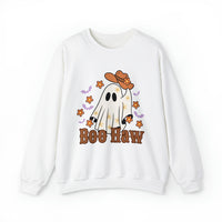 Boo Haw Retro Ghost Unisex Heavy Blend Crewneck Sweatshirt! Halloween! Fall Vibes!