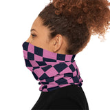 Black and Light Pink Plaid Lightweight Neck Gaiter! 4 Sizes Available! Free Shipping! UPF +50! Great For All Outdoor Sports!