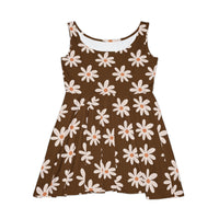 Brown Daisy's Print Women's Fit n Flare Dress! Free Shipping!!! New!!! Sun Dress! Beach Cover Up! Night Gown! So Versatile!