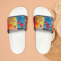 Boho Patchwork Embroidery Print Summer Beach Slides, Women's PU Slide Sandals! Free Shipping!!!