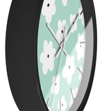 Retro Pastel Green Florals Print Wall Clock! Perfect For Gifting! Free Shipping!!! 3 Colors Available!