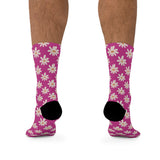 Dark Pink Daisy Unisex Eco Friendly Recycled Poly Socks!!! Free Shipping!!! 58% Recycled Materials!