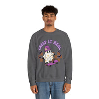 Creep it Real Skate Boarding Retro Ghost Unisex Heavy Blend Crewneck Sweatshirt! Halloween! Fall Vibes!