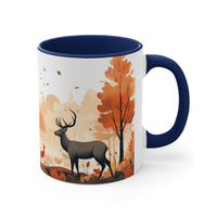 Autumn Orange and Black Deer Antler Forest Accent Coffee Mug, 11oz! Multiple Colors Available! Fall Vibes!