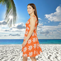 Light Orange Daisy's Print Women's Fit n Flare Dress! Free Shipping!!! New!!! Sun Dress! Beach Cover Up! Night Gown! So Versatile!