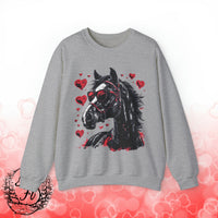 Valentines Day Black Horse Red Hearts Edition Unisex Sweatshirt! Retro! Free Shipping!!!