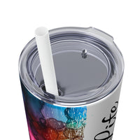 Teacher Life Rainbow Alcohol Ink Printed Skinny Tumbler with Straw, 20oz!