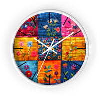 Boho Floral Quilt in Navy and Pink Print Wall Clock! Perfect For Gifting! Free Shipping!!! 3 Colors Available!