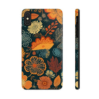 Fall Florals Navy Blue and Orange Tough Phone Cases! Fall Vibes!