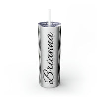 Custom Name Black and White Aztec Printed Skinny Tumbler with Straw, 20oz! Multiple Colors!