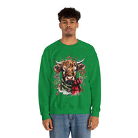 1 Highlander Cow Christmas Edition Unisex Heavy Blend Crewneck Sweatshirt!