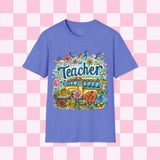 The Teacher Floral School Bus Unisex Graphic Tees! All New Heather Colors!!! Free Shipping!!! Back To School!