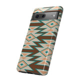 Teal and Brown Aztec Tough Cases! Cellphone Cases! Multiple Sizes Available! Apple iPhone, Samsung Galaxy, and Google Pixel devices!